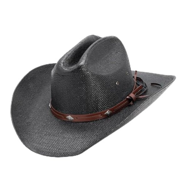 Straw Cowboy Hat Cattleman Crease Western Style Lightweight Sun Protection main image 5